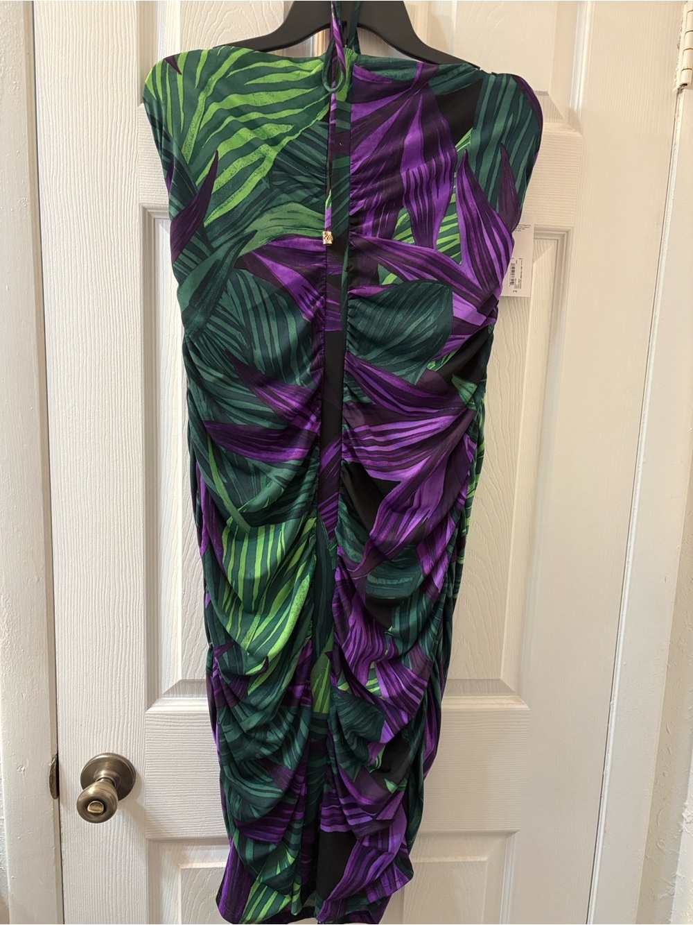 Bold Elements Green Purple Tropical Halter Neck Bodycon Party Dress XXL HOCO